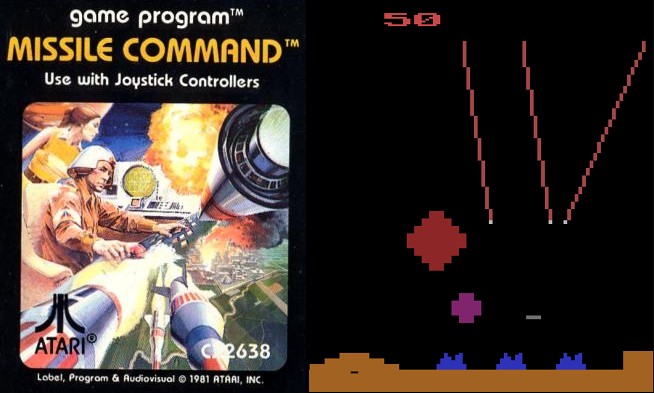 Missile Command for Atari 2600: box art and screenshot
